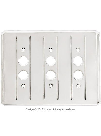 Streamline Push Button Switch Plate -Triple Gang in Polished Nickel.